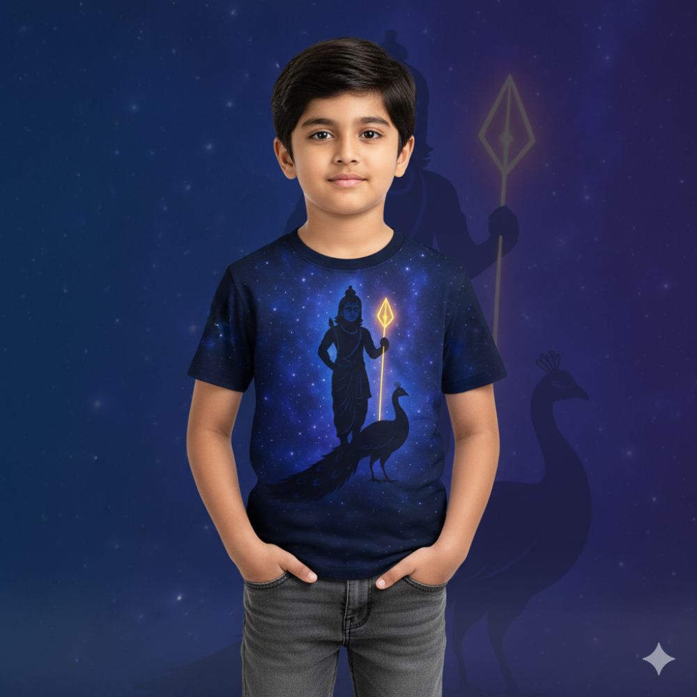 Celestial Lord Murugan - Starry Sky Kids Jersey