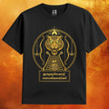 Irumudikettu Sabarimala Devotional Black Cotton Tee | Tiger and Malayalam Text Print Lord Ayyappa T-Shirt