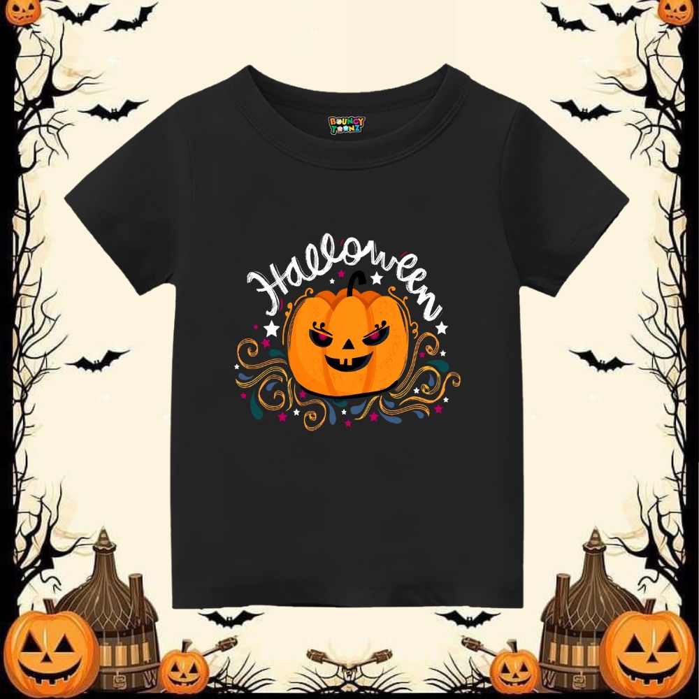 Wickedly Smiling Jack-O'-Lantern 'Halloween' Kids T-Shirt - Black