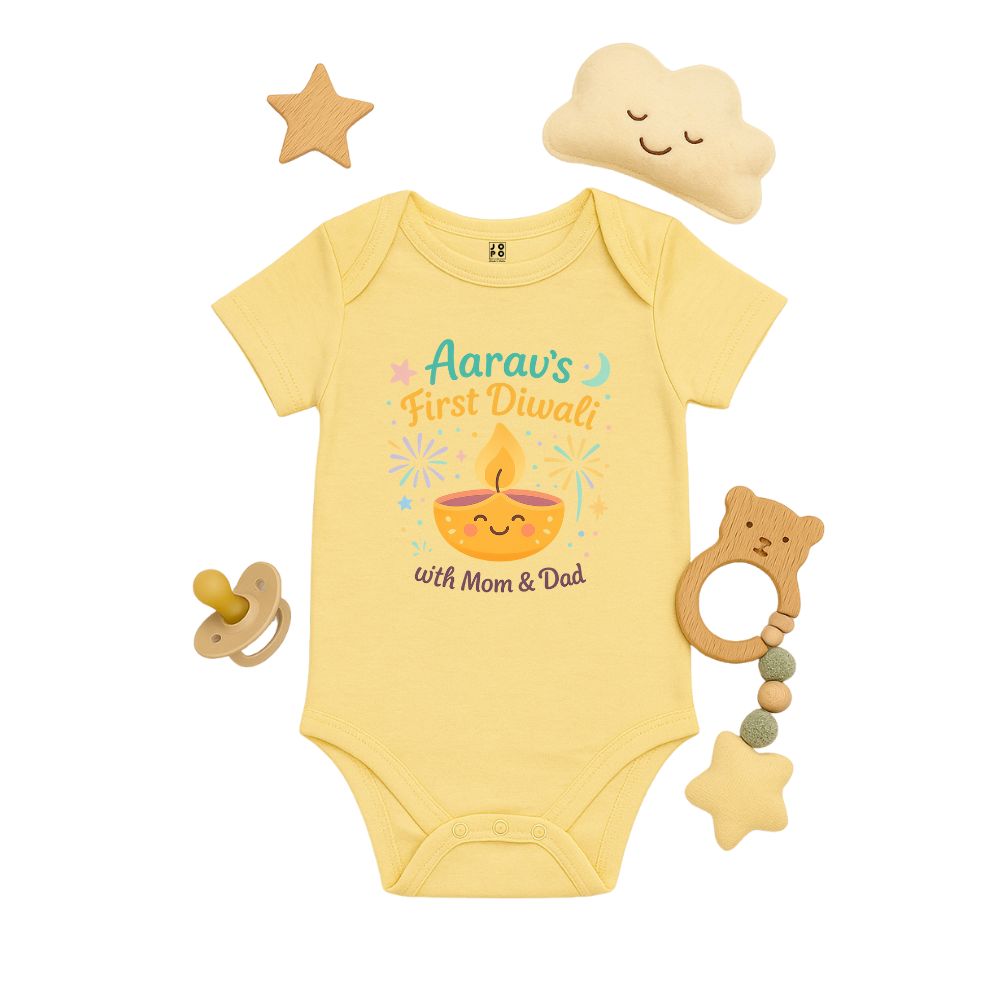 First Diwali with Mom and Dad - Custom Diwali Baby Rompers