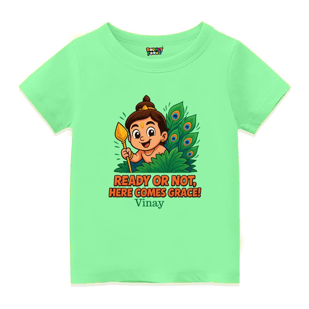 Lord Bala Muruga with Velum Mayilum - Cute Kids Tshirt
