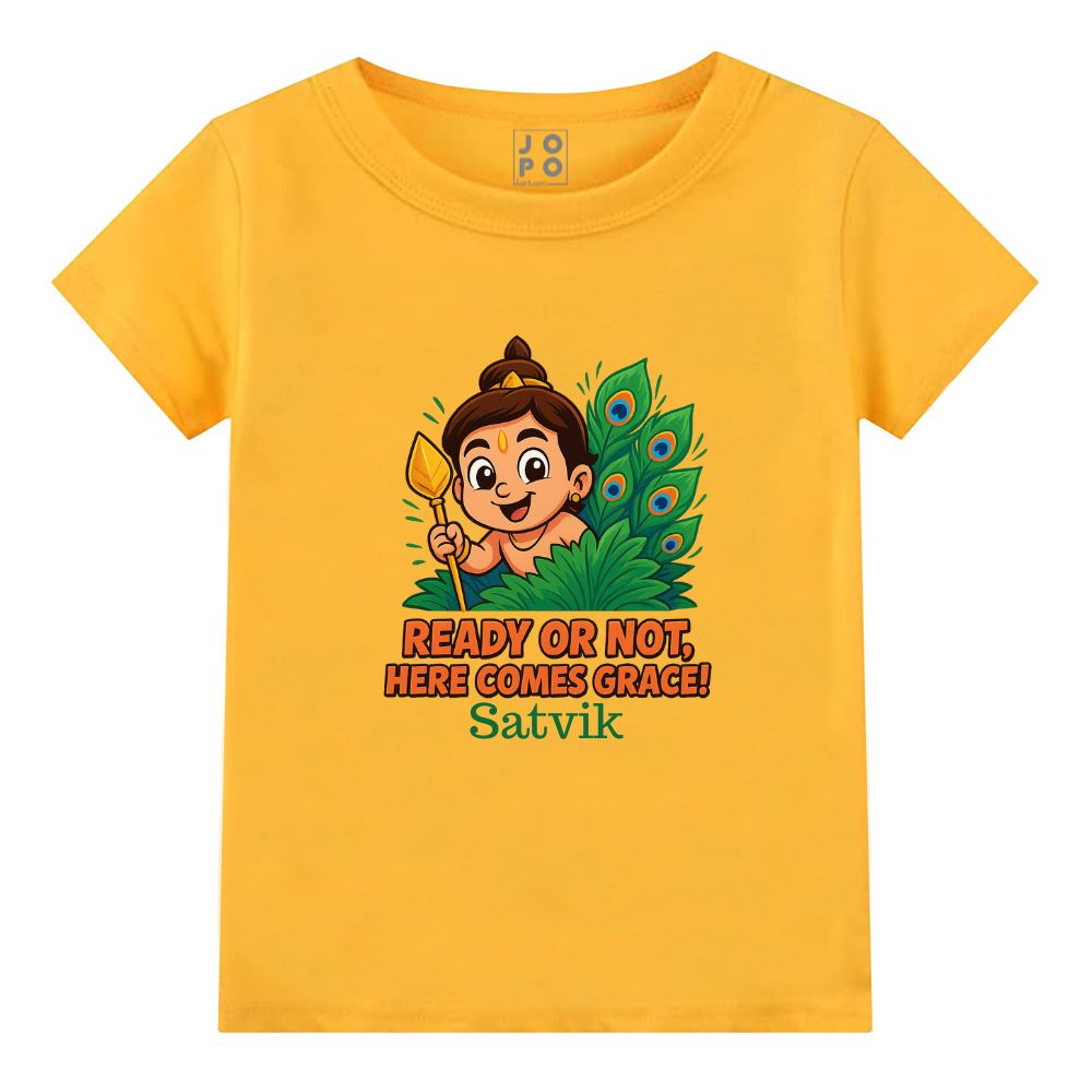 Lord Bala Muruga with Velum Mayilum - Cute Kids Tshirt