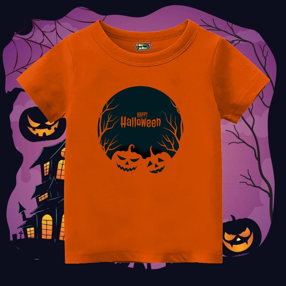 Happy Halloween Night T-Shirt | Kids Spooky Jack-o’-Lantern Moon Graphic Tee