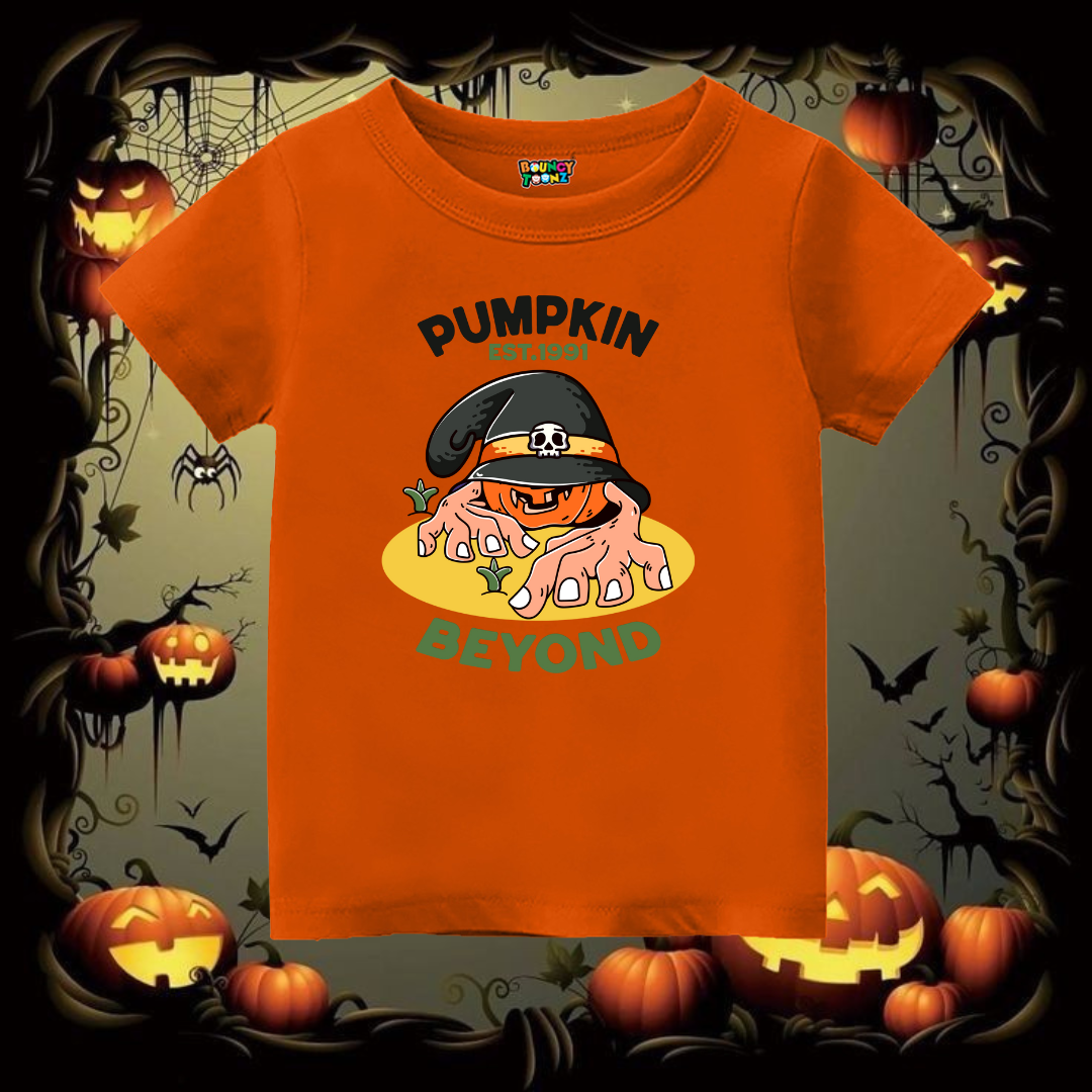 Spooky Fun Kids Halloween T-Shirt - Pumpkin Witch Design