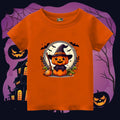 Cute Witch Pumpkin Halloween Kids T-Shirt - Orange