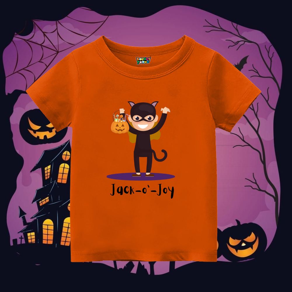 Jack-o’-Joy Halloween T-Shirt - Cute Cat Costume Trick-or-Treat Tee for Kids