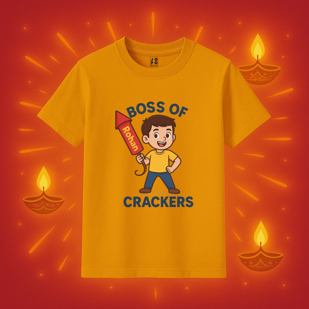 Personalised Diwali Kids Tshirt - Boss of Crackers Tshirt