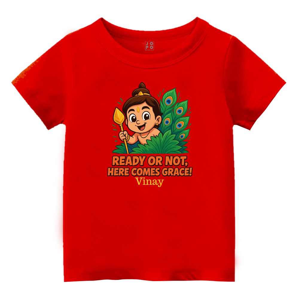 Lord Bala Muruga with Velum Mayilum - Cute Kids Tshirt