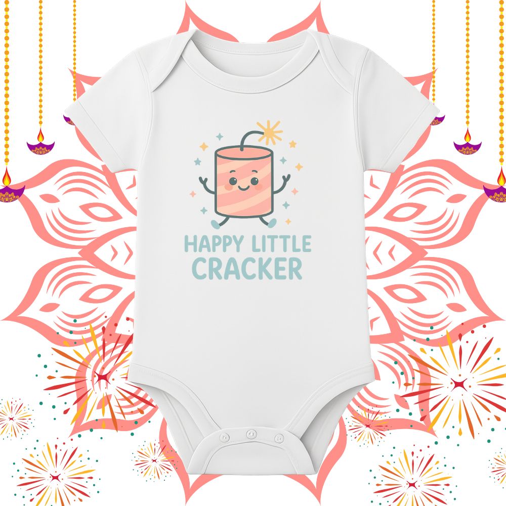 Happy Little Cracker Baby Romper | Cute Diwali Baby Onesie for Festive Celebrations