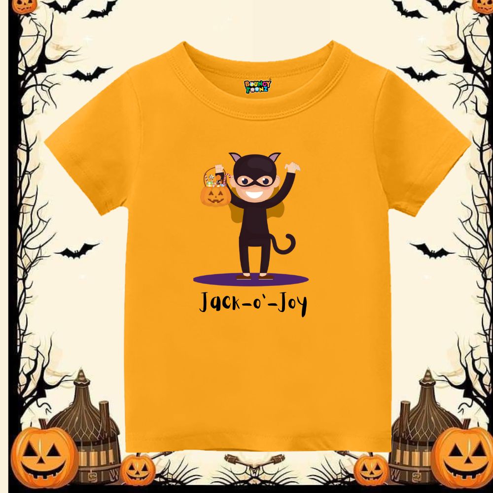Jack-o’-Joy Halloween T-Shirt - Cute Cat Costume Trick-or-Treat Tee for Kids